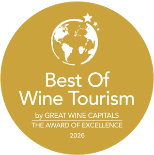 Best Of Wine Tourism 2026 Gold Winner badge, Great Wine Capitals Global Network