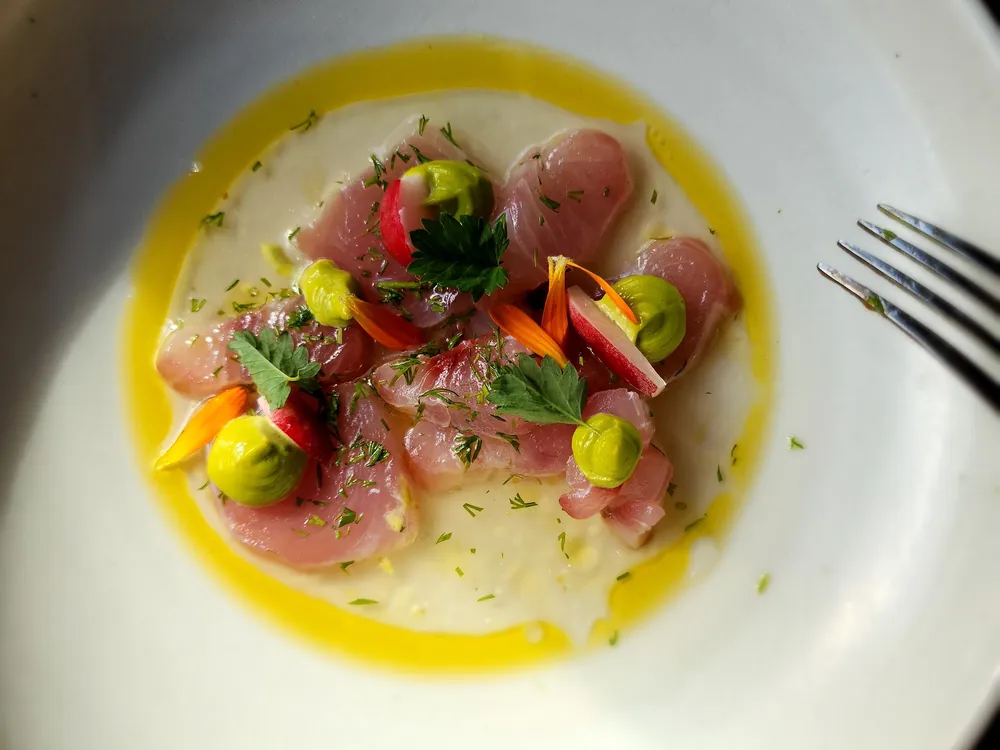 A plated course from a long lunch at Craggy Range Restaurant in Hawke's Bay
